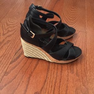 Cole Haan size 5 black wedges. Excellent condition